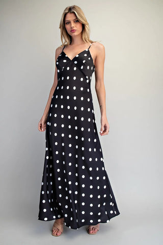 Black Polka Dot Maxi Dress