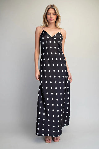 Black Polka Dot Maxi Dress