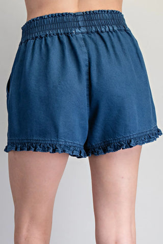Denim Ruffle Shorts