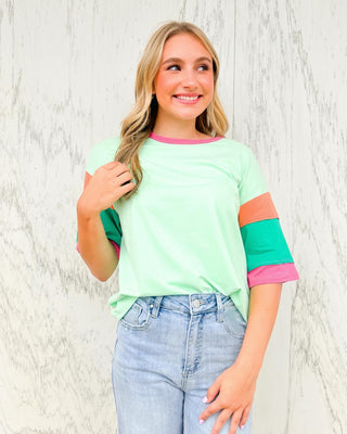 Candy Shop Color Block Tee in Green