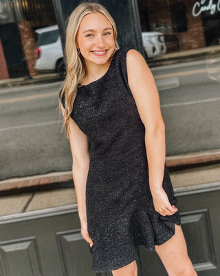 Shimmer Tweed Dress In Black