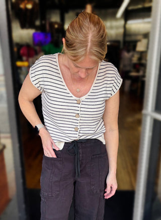 Stripe Scoop Neck Cardi