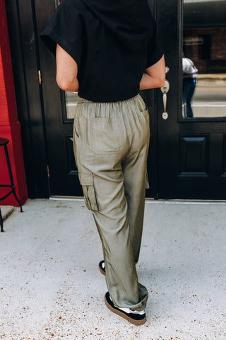 Sweet Applause Satin Cargo Pants