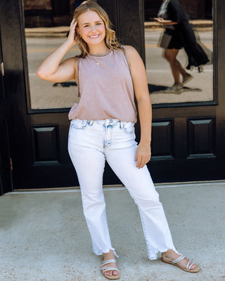 Uptown Brunch Mineral Washed Top In Mauve