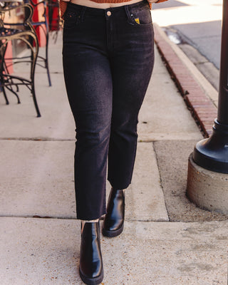 Risen Mid Rise Straight Jean in Black