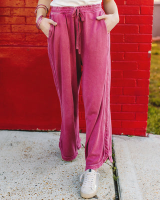 Chill Tone Knit Pants in Wine