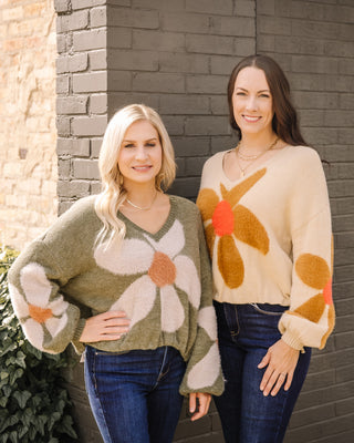 Falling Petals Sweater in Beige