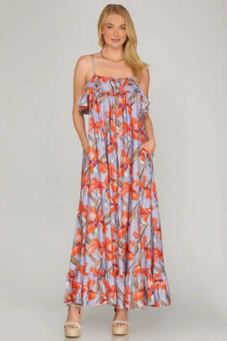 Breeze Maxi Dress - Lilac/Coral