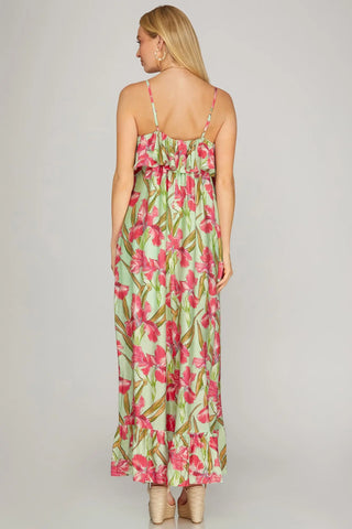 Breeze Maxi Dress - Mint/Pink