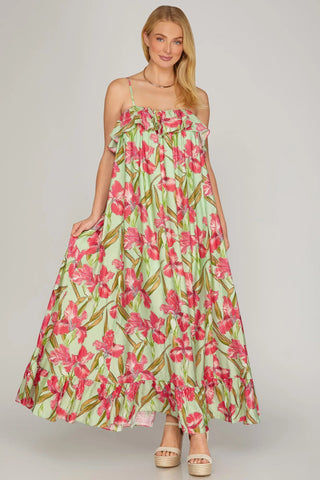 Breeze Maxi Dress - Mint/Pink