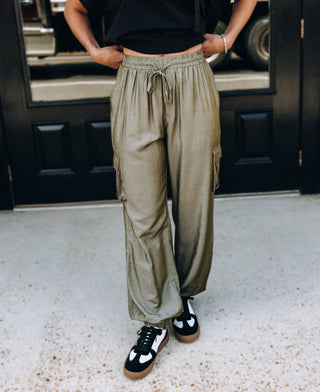 Sweet Applause Satin Cargo Pants