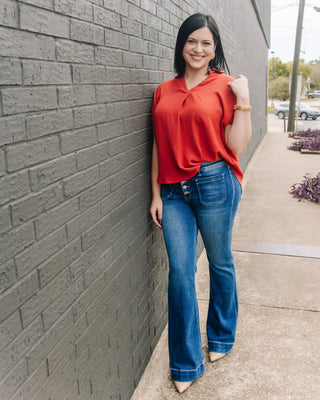 Sweet Perspective Woven Top in Brick