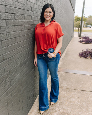 Sweet Perspective Woven Top in Brick