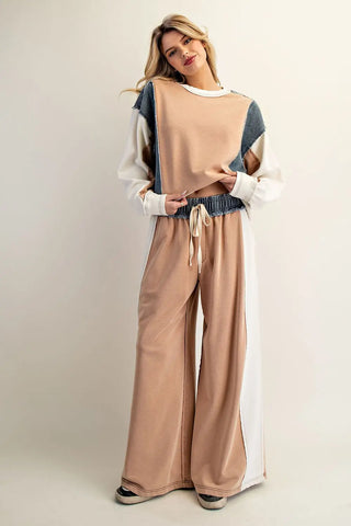Color Block Pants - Cinnamon