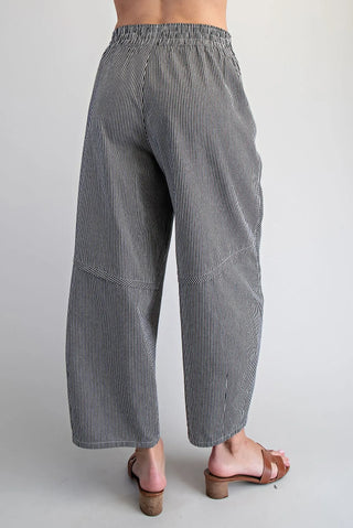 Striped Relaxed Fit Pants - Black + White