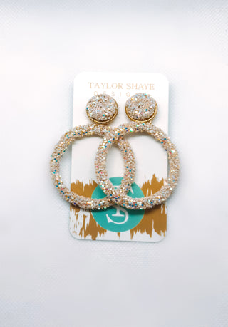 Gracie Glitter Earrings - Off White