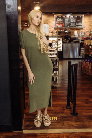 Making Memories Midi Dress in Olive