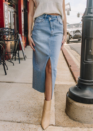 The Claudia Midi Denim Skirt