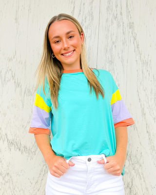 Candy Shop Color Block Tee - Blue