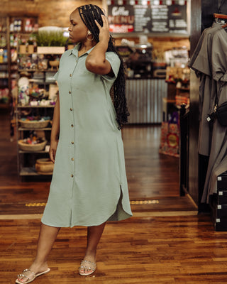 Sunday Charm Midi Dress in Sage