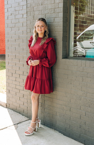 Look My Way Dress in Burgundy