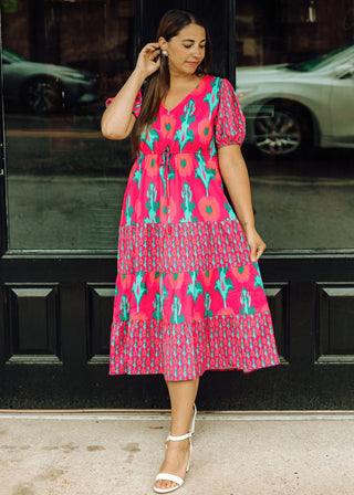 Magenta Punch Floral Dress