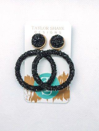 Gracie Glitter Earrings - Black