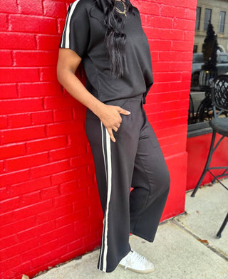 Black & Ivory Track Pants