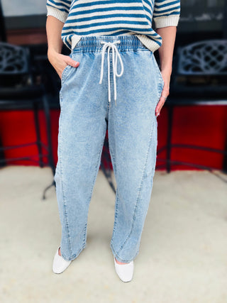 Slouchy Pull On Barrel Jeans - Risen