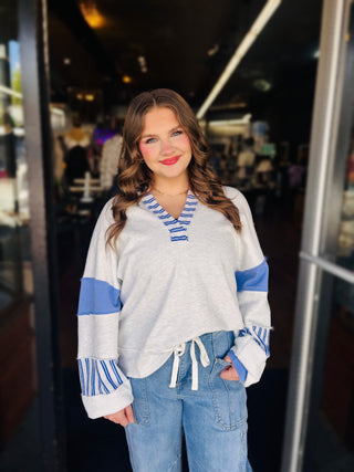 Terry Knit Pullover - Blue