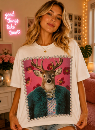 Pink Deer Bling Tee