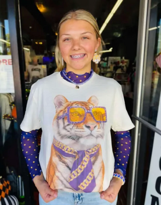 Gameday Tiger Tie Bling Tee
