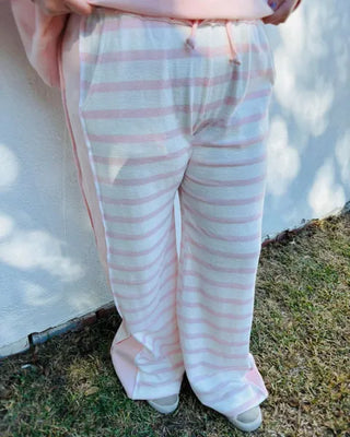 Exposed Seam Blush Stripe Pants