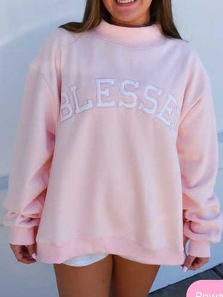 Blessed Mockneck Sweatshirt - Pink